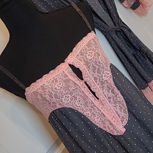 Nanette Lepore Gray with Pink Polka Dot Pajama Set - Picture 3 of 13